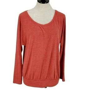 Old Navy Women's Heather Red Raglan Style Scoop Neck Long‎ Sleeve Shirt Medium